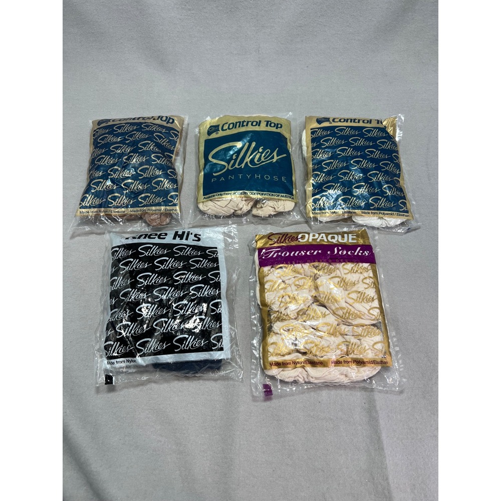 NOS Silkies Hosiery Mixed Lot Multicolor Pantyhose Knee Highs Vintage Medium